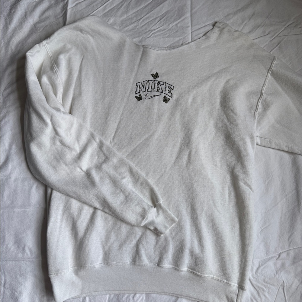 Nike White Sweatshirt with Butterfly Accents